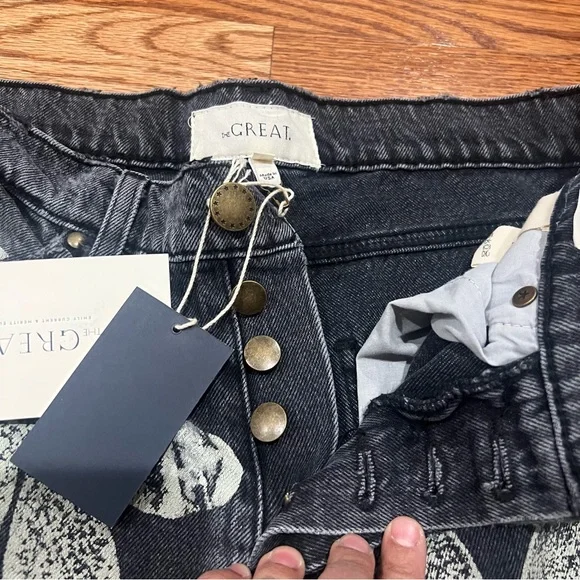 $395 The Great The Hero Black Daisy Stamp Jean Women's Size 25 Made In Usa - Picture 4 of 16